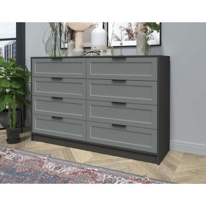 Kомод Тренд КТ-К157 (Антрацит ЛДСП/ Серый ЛМДФ) Ш1565 В1020 Г451